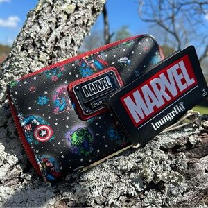 Marvel Avengers Loungefly Floral Heroes Zip Wallet